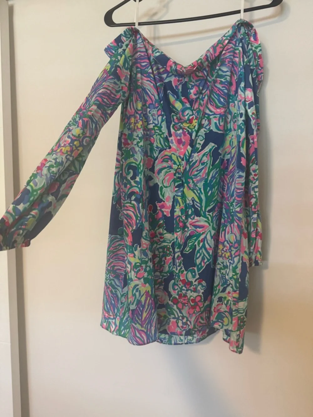 Lilly Pulitzer Silk Multicolor Floral Print Dress - Blue, Pink & Green - Picture 4 of 4